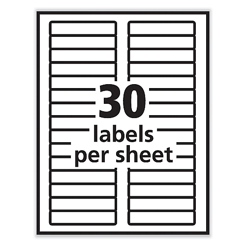 PRES-a-ply Labels, 0.66 x 3.44, White, 30/Sheet, 50 Sheets/Box (30632)