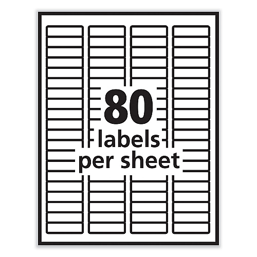 PRES-a-ply Labels, Inkjet/Laser Printers, 0.5 x 1.75, White, 80/Sheet, 100 Sheets/Pack (30640)