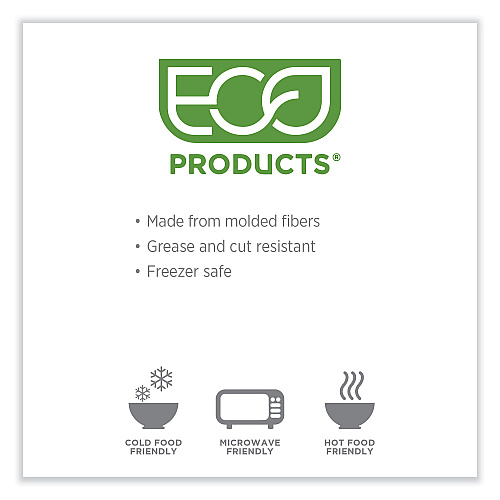 Eco-Products WorldView Renewable Sugarcane Containers, 10.47 x 10.47 x 1.76, White, 200/Carton (EPSCRC107)