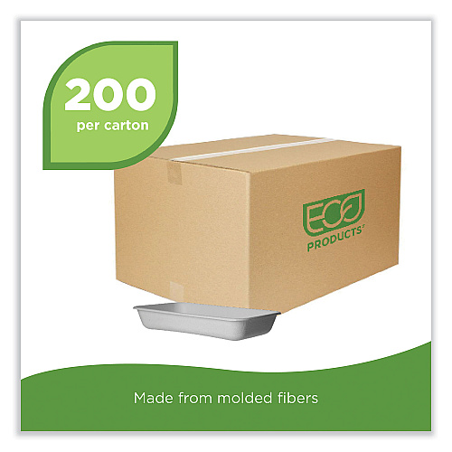 Eco-Products WorldView Renewable Sugarcane Containers, 10.47 x 10.47 x 1.76, White, 200/Carton (EPSCRC107)