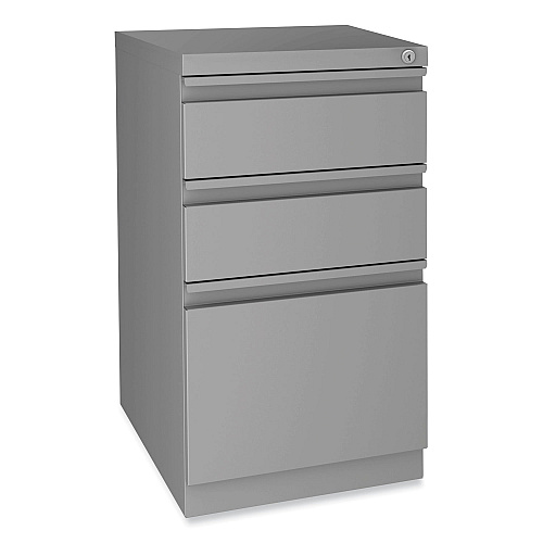 Alera Modern Teacher Series Pedestal Desk, Left-Side Pedestal: Box/Box/File, 60" x 24" x 28.75", White/Silver (ALEMSD6024WH)