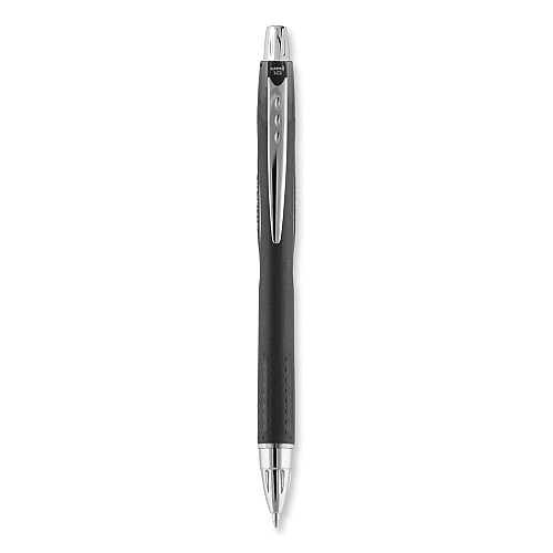 uni-ball Jetstream Retractable Hybrid Gel Pen, Bold 1 mm, Black Ink, Black/Silver Barrel (73832)