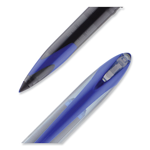 uni-ball AIR Porous Roller Ball Pen, Stick, Medium 0.7 mm, Blue Ink, Black/Blue Barrel, Dozen (1927701)
