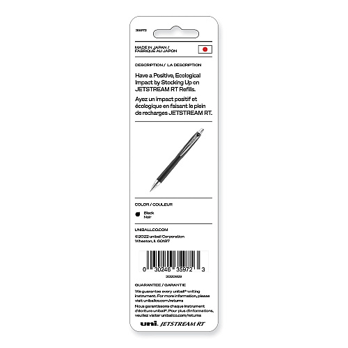 uni-ball Refill for JetStream RT Pens, Bold Conical Tip, Black Ink, 2/Pack (35972)