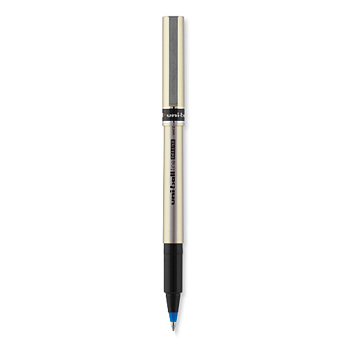 uni-ball Deluxe Roller Ball Pen, Stick, Fine 0.7 mm, Blue Ink, Champagne/Black/Blue Barrel, Dozen 0.7 mm Fine Pen Point - Blue Ink - Champagne Barrel - 1 Dozen (60053)