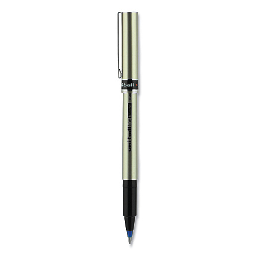 uni-ball Deluxe Roller Ball Pen, Stick, Fine 0.7 mm, Blue Ink, Champagne/Black/Blue Barrel, Dozen 0.7 mm Fine Pen Point - Blue Ink - Champagne Barrel - 1 Dozen (60053)