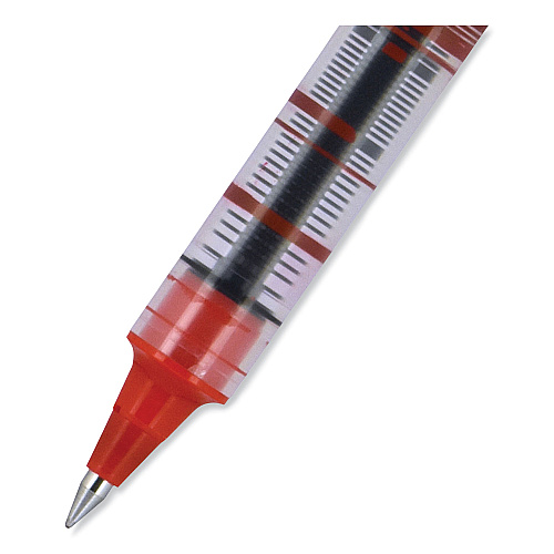uni-ball VISION Roller Ball Pen, Stick, Extra-Fine 0.5 mm, Red Ink, Gray/Red Barrel, Dozen (60117)