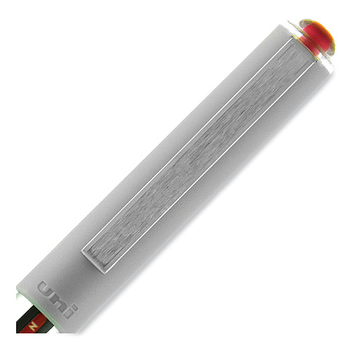 uni-ball VISION Roller Ball Pen, Stick, Fine 0.7 mm, Red Ink, Silver/Red/Clear Barrel, Dozen (60139)