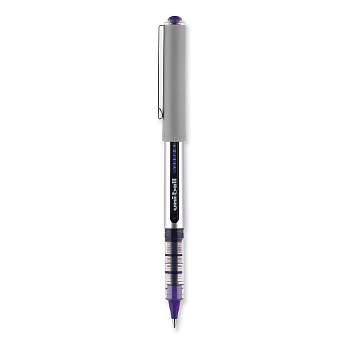 uni-ball VISION Roller Ball Pen, Stick, Fine 0.7 mm, Violet Ink, Silver/Violet/Clear Barrel, Dozen (60382)