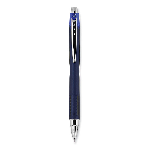 uni-ball Jetstream Retractable Hybrid Gel Pen, Fine 0.7 mm, Blue Ink, Blue/Silver Barrel (62153)