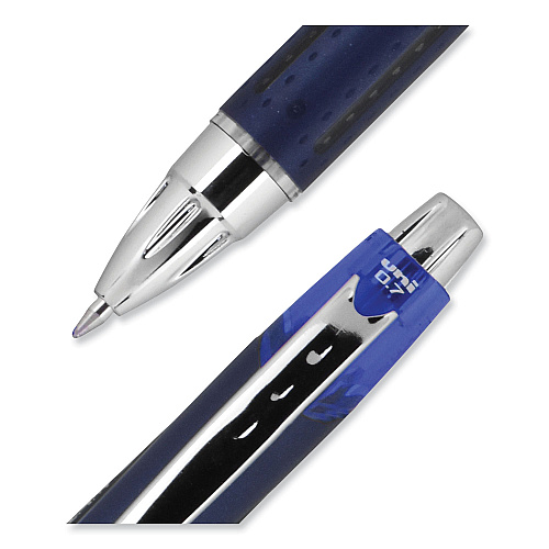 uni-ball Jetstream Retractable Hybrid Gel Pen, Fine 0.7 mm, Blue Ink, Blue/Silver Barrel (62153)