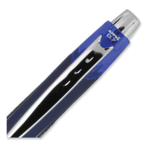 uni-ball Jetstream Retractable Hybrid Gel Pen, Fine 0.7 mm, Blue Ink, Blue/Silver Barrel (62153)