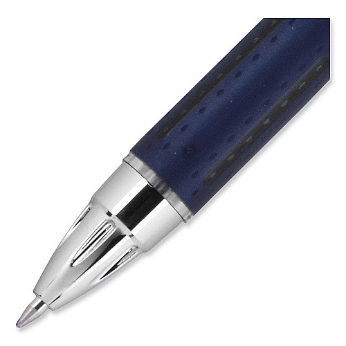 uni-ball Jetstream Retractable Hybrid Gel Pen, Fine 0.7 mm, Blue Ink, Blue/Silver Barrel (62153)