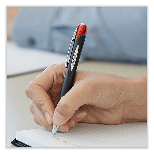 uni-ball Jetstream Retractable Hybrid Gel Pen, Fine 0.7 mm, Blue Ink, Blue/Silver Barrel (62153)