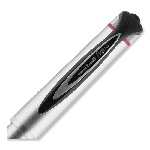uni-ball 207 Impact Gel Pen, Stick, Bold 1 mm, Red Ink, Silver/Black/Red Barrel (65802)