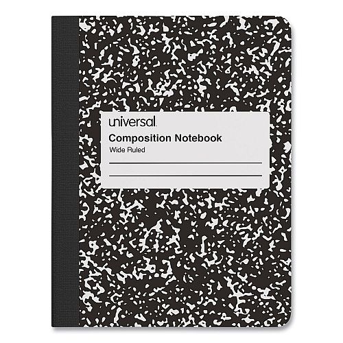 Universal Composition Book, Wide/Legal Rule, Black Marble Cover, (100) 9.75 x 7.5 Sheets, 6/Pack (UNV20936)