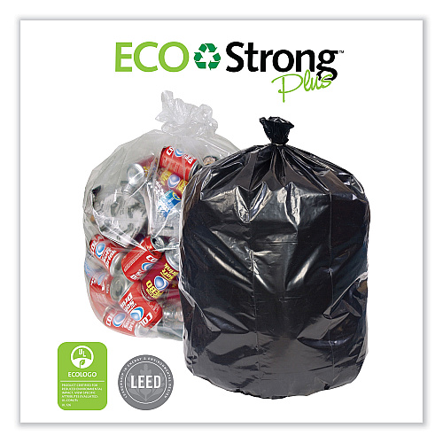 Pitt Plastics Eco Strong Plus Can Liners, 40 gal, 1.35 mil, 40" x 46", Natural, Perforated Roll, 100/Carton (PCRL4046SHN)
