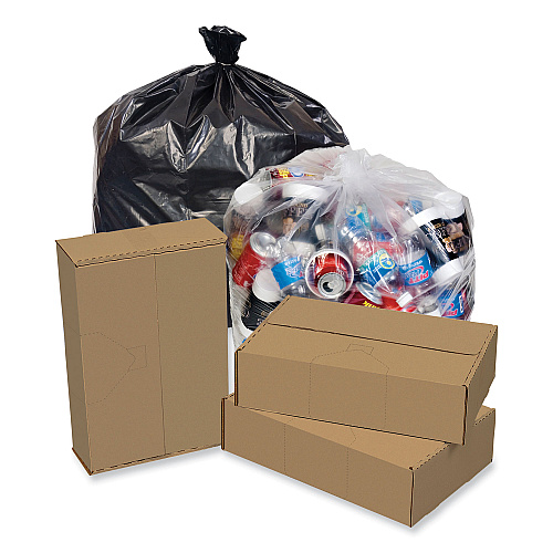Pitt Plastics Eco Strong Can Liners, 60 gal, 1.35 mil, 38" x 58", Black, Perforated Roll, 100/Carton (EC385812K)