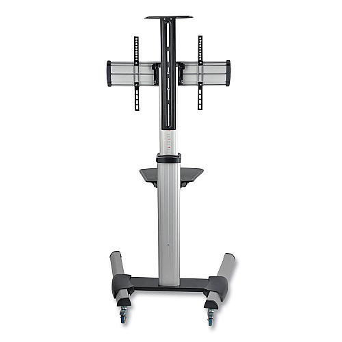 Tripp Lite Flat Panel Floor Stand, Tilt Range: -12 to +5, Metal, 1 Shelf, 110 lb Capacity, 32.6" x 27.6" x 81.5", Silver/Black (DMCS3270XP)