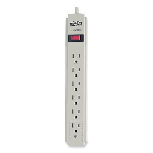 Tripp Lite Protect It! Surge Protector, 6 AC Outlets, 4 ft Cord, 790 J, Light Gray (TLP604)
