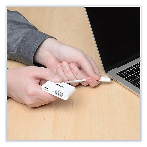 Tripp Lite USB 3.1 Gen 1 USB-C to VGA Adapter, 3", White (U44406NVC)