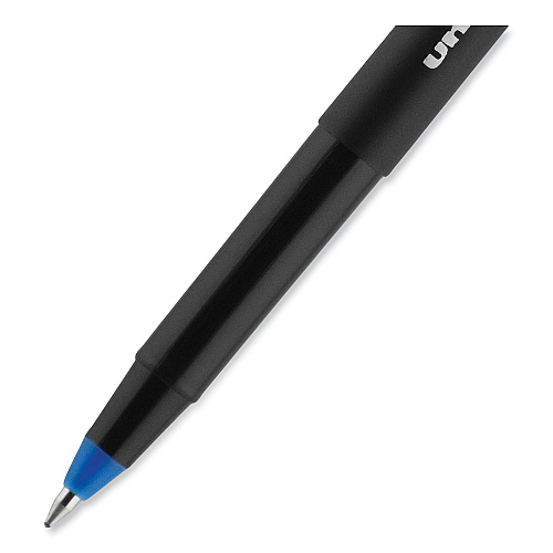 uni-ball ONYX Roller Ball Pen, Stick, Fine 0.7 mm, Blue Ink, Black/Blue Barrel, 72/Pack (2013568)