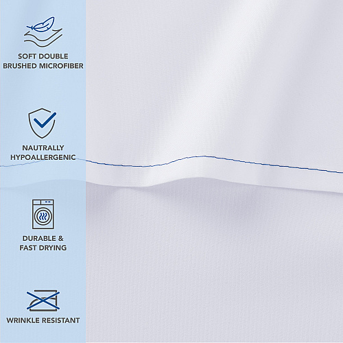 Host & Home Microfiber Flat Sheets Queen - White W/ Blue Hem - Pack Of 6 (P-MFS-90110)