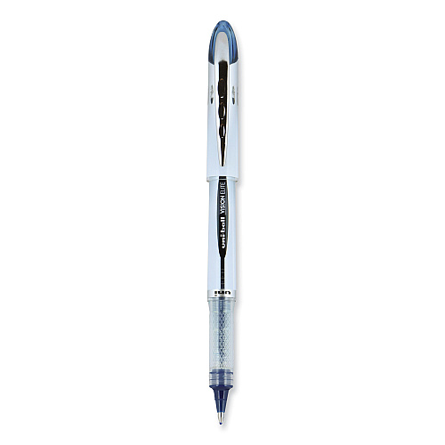 uni-ball VISION ELITE Hybrid Gel Pen, Stick, Bold 0.8 mm, Blue-Infused Black Ink, White/Blue/Clear Barrel (61232)