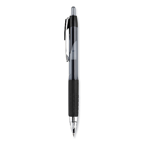 uni-ball Signo 207 Gel Pen, Retractable, Fine 0.5 mm, Black Ink, Smoke/Black Barrel, Dozen (61255)