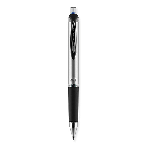 uni-ball 207 Impact Gel Pen, Retractable, Bold 1 mm, Blue Ink, Black/Blue Barrel (65871)