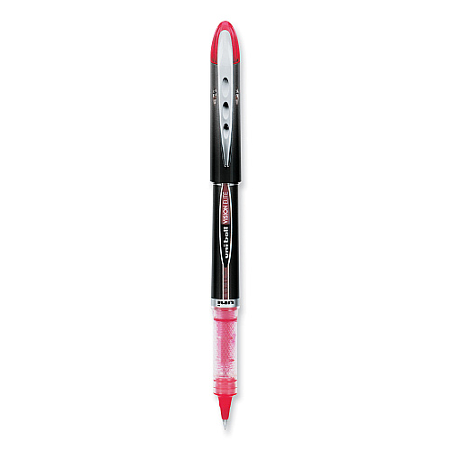 uni-ball VISION ELITE Hybrid Gel Pen, Stick, Extra-Fine 0.5 mm, Red Ink, Black/Red/Clear Barrel 0.5 mm Micro Pen Point - Red Ink - Pigment-based - 1 Each (69022)