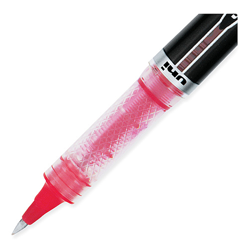 uni-ball VISION ELITE Hybrid Gel Pen, Stick, Extra-Fine 0.5 mm, Red Ink, Black/Red/Clear Barrel 0.5 mm Micro Pen Point - Red Ink - Pigment-based - 1 Each (69022)