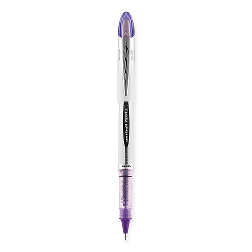 uni-ball VISION ELITE Hybrid Gel Pen, Stick, Bold 0.8 mm, Violet Ink, White/Violet/Clear Barrel (69025)