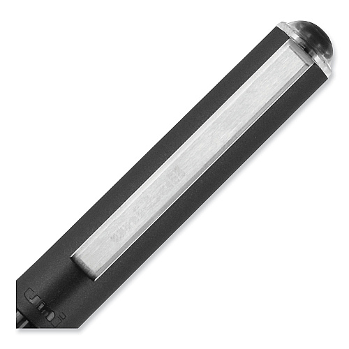 uni-ball VISION Roller Ball Pen, Stick, Bold 1 mm, Black Ink, Gray/Black/Clear Barrel, Dozen (70128)
