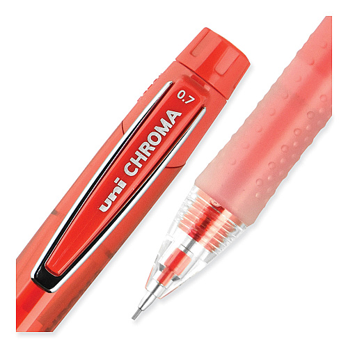 uni-ball Chroma Mechanical Pencil, 0.7 mm, HB (#2), Black Lead, Red Barrel, Dozen 0.7 mm Black Lead - HB, #2 - Red Barrel - 1 Dozen (70135)