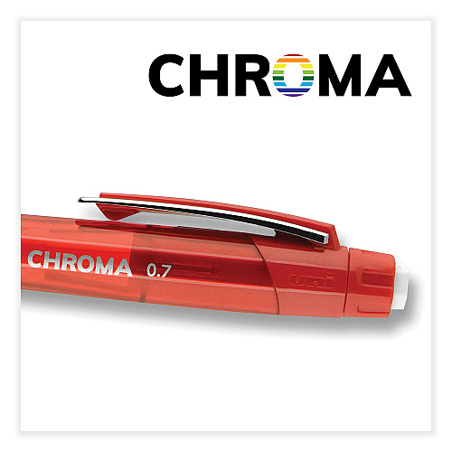 uni-ball Chroma Mechanical Pencil, 0.7 mm, HB (#2), Black Lead, Red Barrel, Dozen 0.7 mm Black Lead - HB, #2 - Red Barrel - 1 Dozen (70135)
