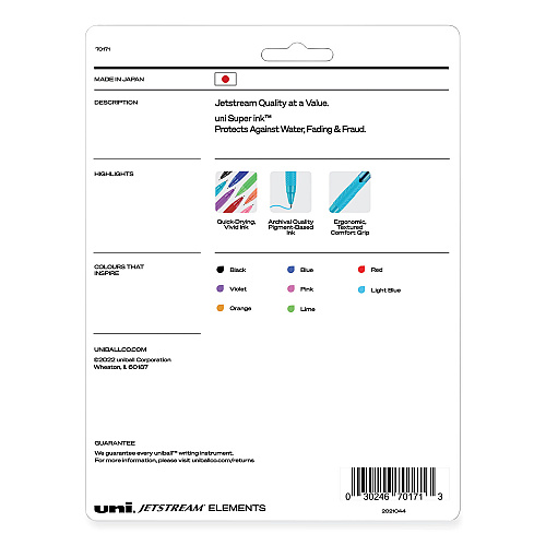uni-ball Jetstream Elements Hybrid Gel Pen, Retractable, Medium 1 mm, Assorted Ink and Barrel Colors, 12/Pack (70171)