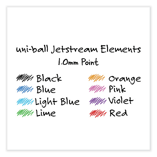 uni-ball Jetstream Elements Hybrid Gel Pen, Retractable, Medium 1 mm, Assorted Ink and Barrel Colors, 12/Pack (70171)