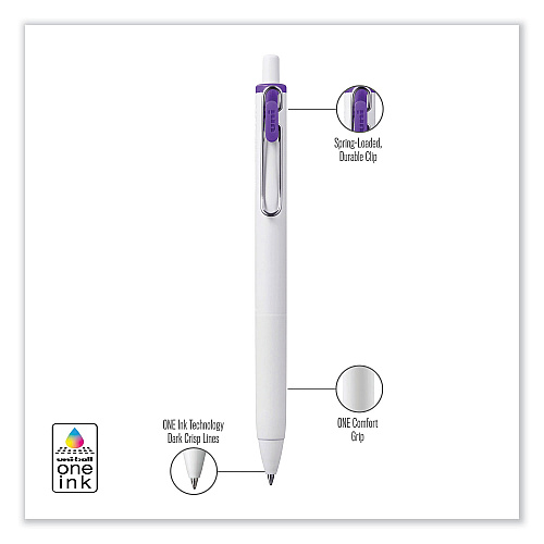 uni-ball uniONE Gel Pen, Retractable, Medium 0.7 mm, Assorted Inspirational Ink Colors, Assorted Barrel Colors, 8/Pack (70309)