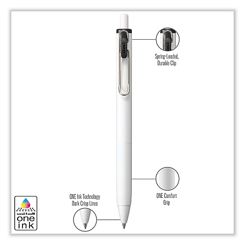 uni-ball uniONE Gel Pen, Retractable, Medium 0.7 mm, Assorted Business Ink Colors, Assorted Barrel Colors, 5/Pack (70380)