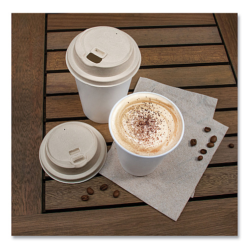 Dart Fiber Lids for Paper Cups, ProPlanet Seal, Fits 10 oz to 24 oz Cups, Tan, 1,000/Carton (LK316FBR)