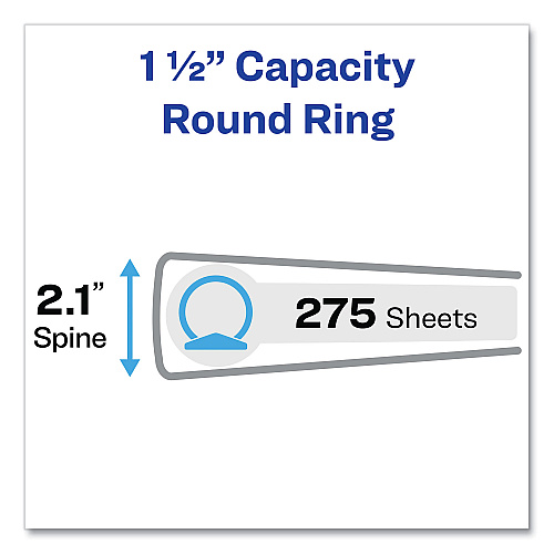 Avery Flexi-View Binder with Round Rings, 3 Rings, 1.5" Capacity, 11 x 8.5, Navy Blue (17638)