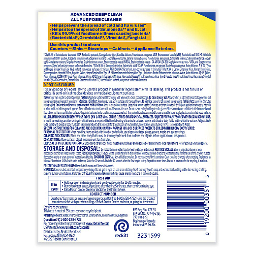 Lysol&reg; Advanced Deep Clean All Purpose Cleaner, Lemon Breeze, 32 oz Trigger Spray Bottle (00351EA)
