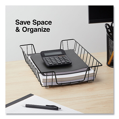 Universal Wire Metal Letter Tray, 1 Section, Letter Size Files, 10" x 14.13" x 3", Black (UNV20071)