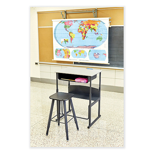 Safco AlphaBetter Adjustable-Height Student Stool, Backless, Supports Up to 250 lb, 35.5" Seat Height, Black (1205BL)