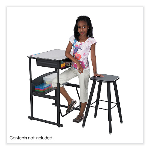Safco AlphaBetter Adjustable-Height Student Stool, Backless, Supports Up to 250 lb, 35.5" Seat Height, Black (1205BL)
