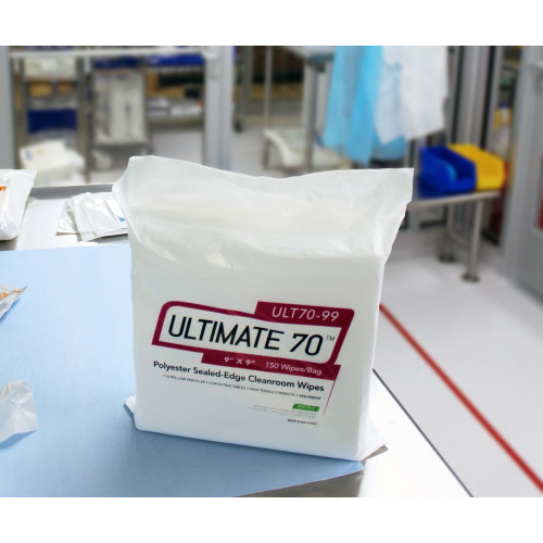 Ultimate 70 Polyester Knit Cleanroom Wipes, Sealed-edges, Heavy Weight (140 Gsm) - 9x9, Bag Of 150 (ULT70-99)