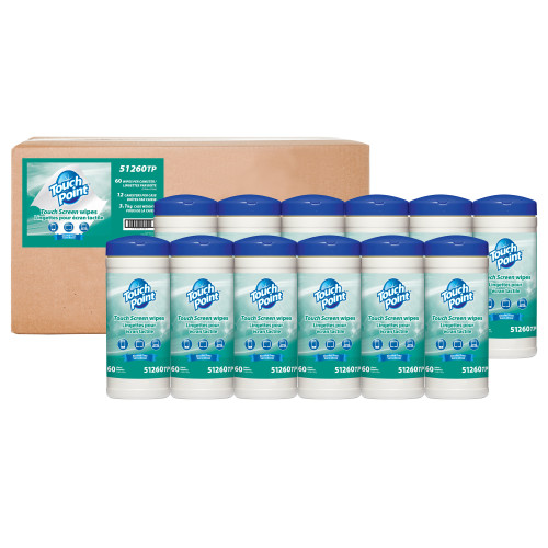 Touch Point Touch Screen Wipes Canister 60 Wipes/can - Case Of 12 Canisters (51260TP)