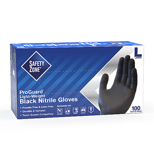 Safety Zone Nitrile Powder Free 6 Mil Exam Gloves Black Lrg, Case Of 1000 (GNPR-LG-1-K)