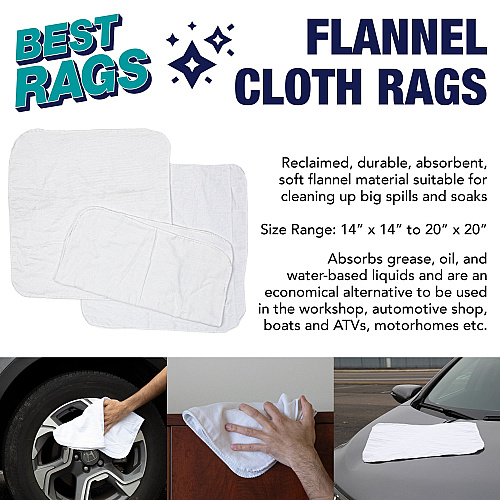 Rw80 Flannel Reclaimed Rags White - 5lb Bag (R-W80-5B)